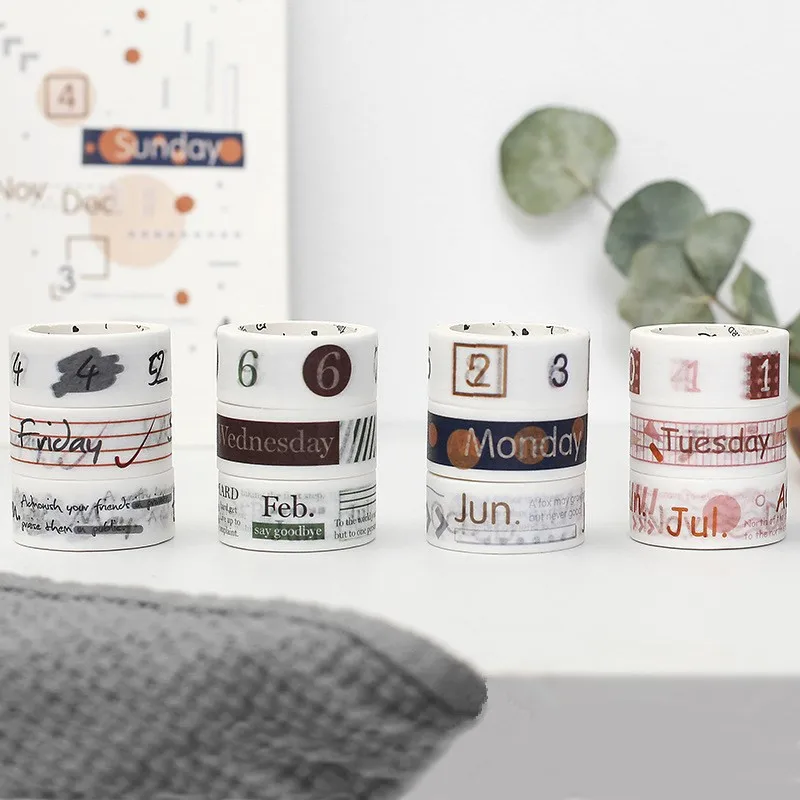 3 рулона/набор винтажный с цифрами датой ретро ежедневный план на неделю лента