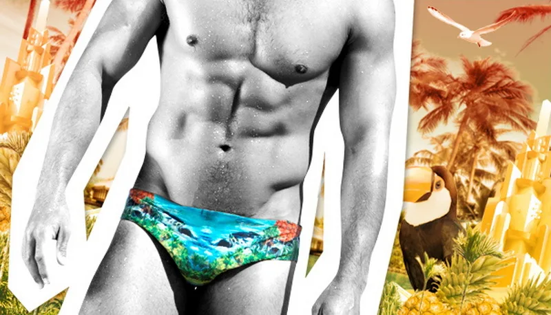 Swimming Men Beach Pool Sexy Swimsuit Hot Swim Trunks Speedo Swimwear Man Low Waisted Boy Swimming Wear Print Animal Birds Swim
