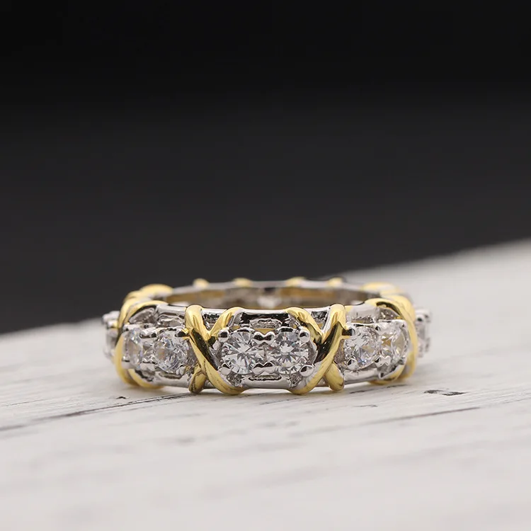 Женское кольцо на палец AlooWay с двойным золотым кольцом и фианитом|cz rings|jewelry ringsring