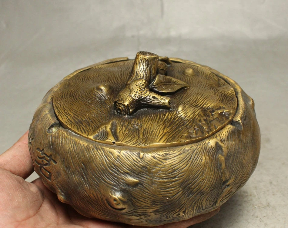 6" Rare Chinese Folk Bronze Tree Shape Sculpture Ashtray Incense Burner Censer | Дом и сад