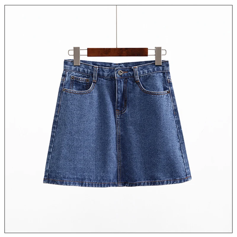 Fashion simple denim skirt 2019 women's summer new Korean version high waist large size XS-3XL Slim A short Female w81 | Женская