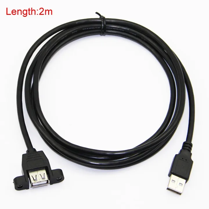 Bochara USB 2,0 Удлинительный кабель папа-мама с винтовым креплением на панель из фольги+ Плетеный экранированный 30 см 50 см 1 м 2 м 3 м 5 м