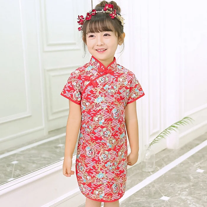 Qipao/платья для маленьких девочек коллекция года, модная новогодняя Детская одежда в китайском стиле Одежда для девочек, Cheongsam платье с цветочным рисунком - Цвет: 5