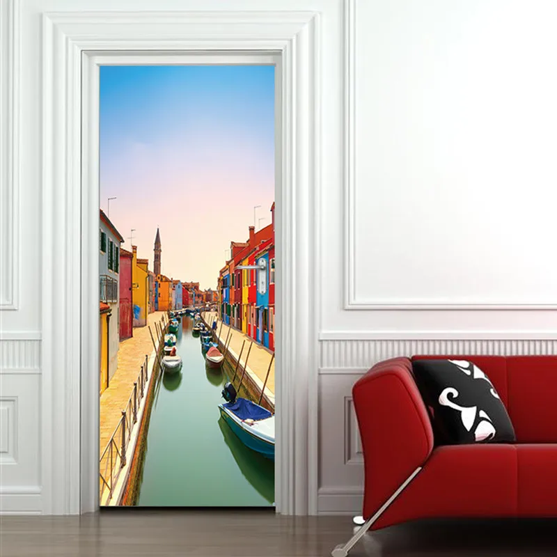 Современная 3D фотообои ПВХ наклейка Венеция вода город роспись настенная