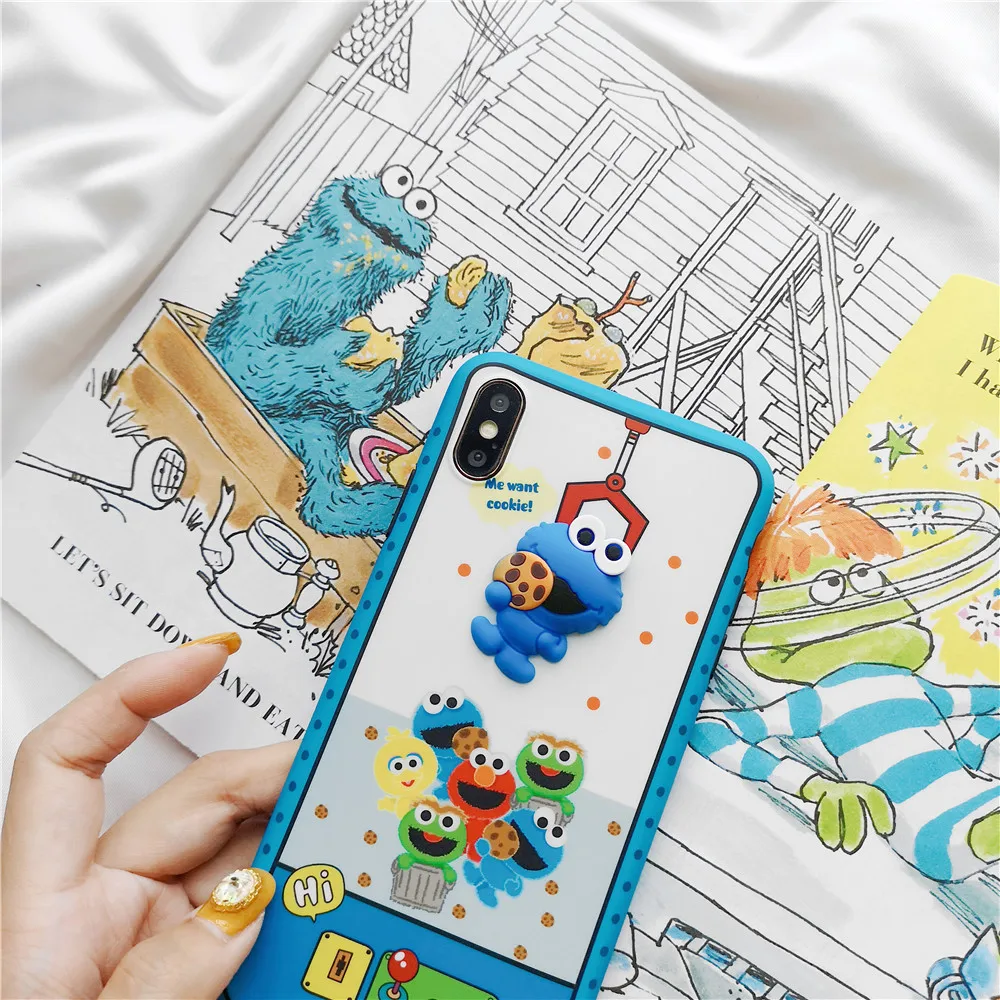 Мультфильм Улица кунжута печенья Elmo 3D кукла машина чехол для iPhone X XS MAX XR 6 6s 7 8 Plus