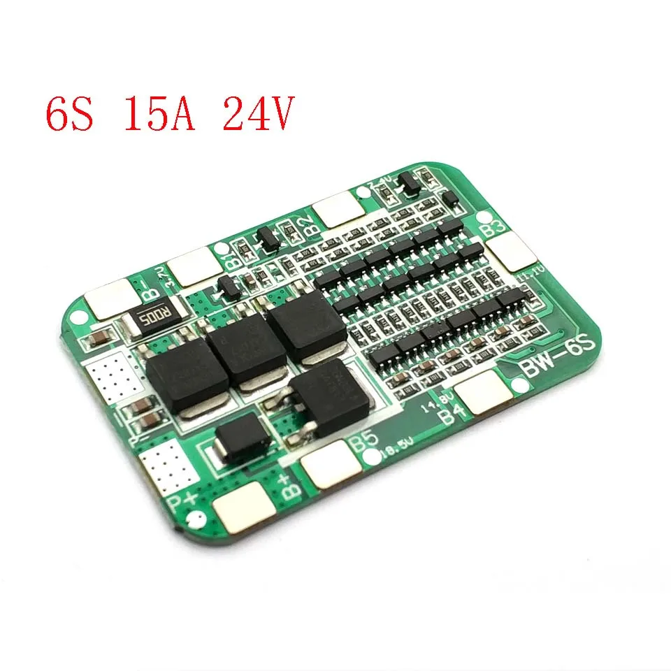 Плата защиты PCB BMS 6S 15A 24 В для 6 упаковок 18650 литий ионный аккумулятор модуль ячейки