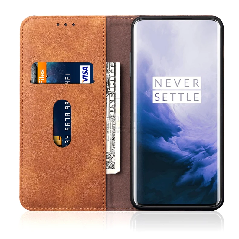 Винтажный кожаный чехол-книжка для Oneplus 7/7 T Pro, Роскошный кошелек с подставкой для карт, Магнитный чехол-книжка, повседневный чехол для телефона, Fundas