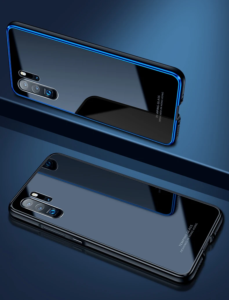 Металлический бампер+ закаленное Стекло задний чехол КРЫШКА ДЛЯ huawei P30 P30 Pro Роскошная плакированная сплав Frame твёрдый Гладкий Стекло P30pro