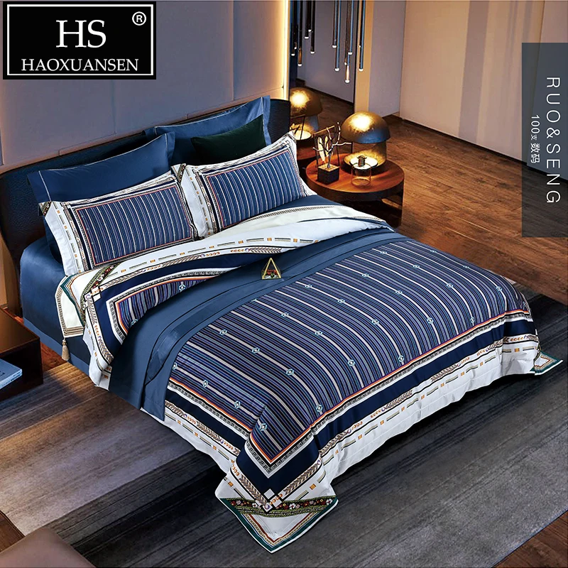 Комплект постельного белья из 4 предметов хлопка и льна|Комплекты белья| |