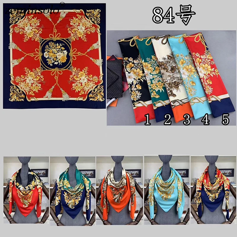 Женский шарф из 100% шелка Большие шали с цветочным принтом квадратный палантин