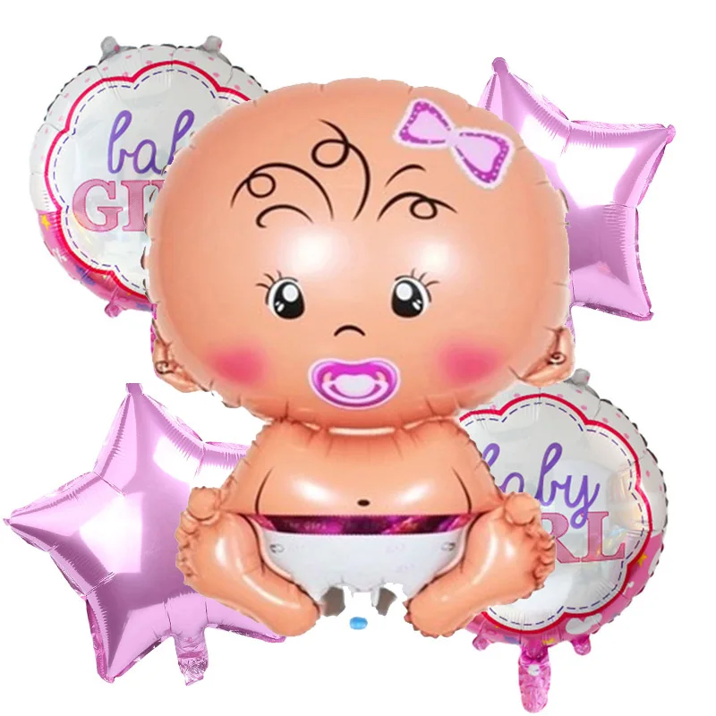 5 шт./компл. Baby Shower для мальчиков и девочек вечерние украшения Фольга шары набор Пол раскрыть вечерние принадлежности для новорожденных на день рождения для детей - Цвет: Мятно-зеленый