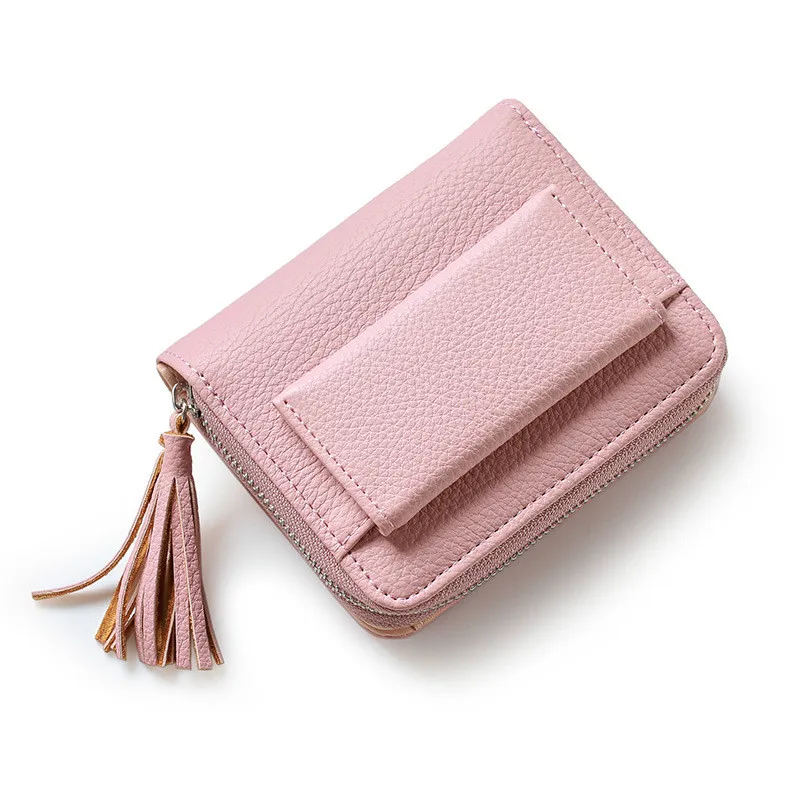 Brand Women Small Wallets Tassel Pendant Short Money PU Leather Lady Zipper Coin Pocket Purses Female Fashion Cardbag | Багаж и сумки