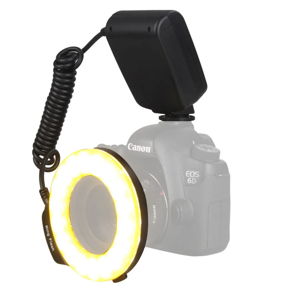 Travor 18 шт. высокояркий SMD СВЕТОДИОДНЫЙ кольцевой макро-вспышка RF-600D для Canon Nikon Pentax Olympus Panasonic Sigma DSLR камеры
