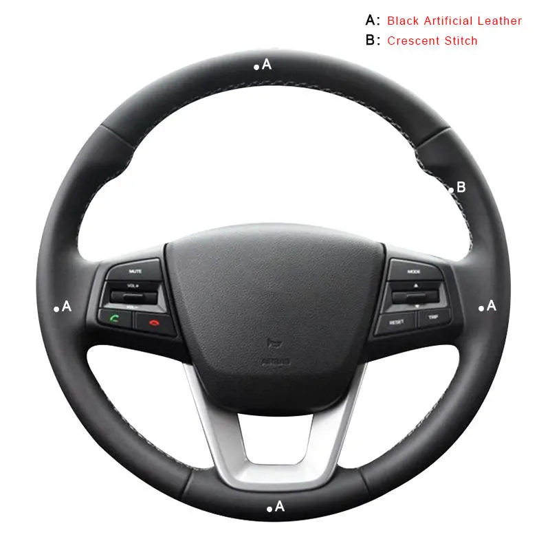 Artificial Leather Автомобильная оплетка на рулевое колесо для hyundai ix25- Creta Авто покрытие салона автомобиля-Стайлинг - Название цвета: Artificial Leather