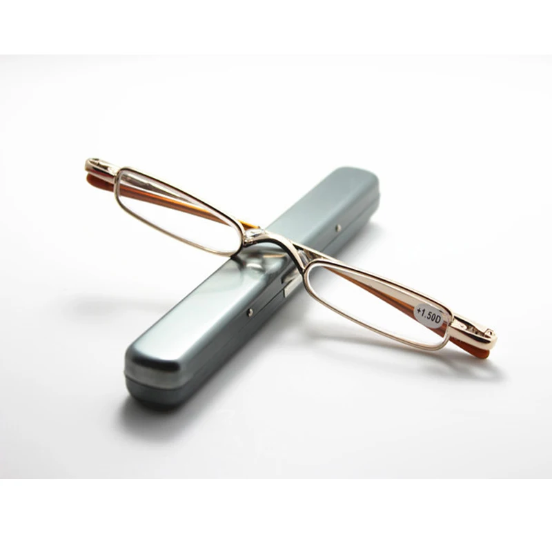 Очки для чтения в металлической оправе мужчин и женщин ультралегкие с чехлом |