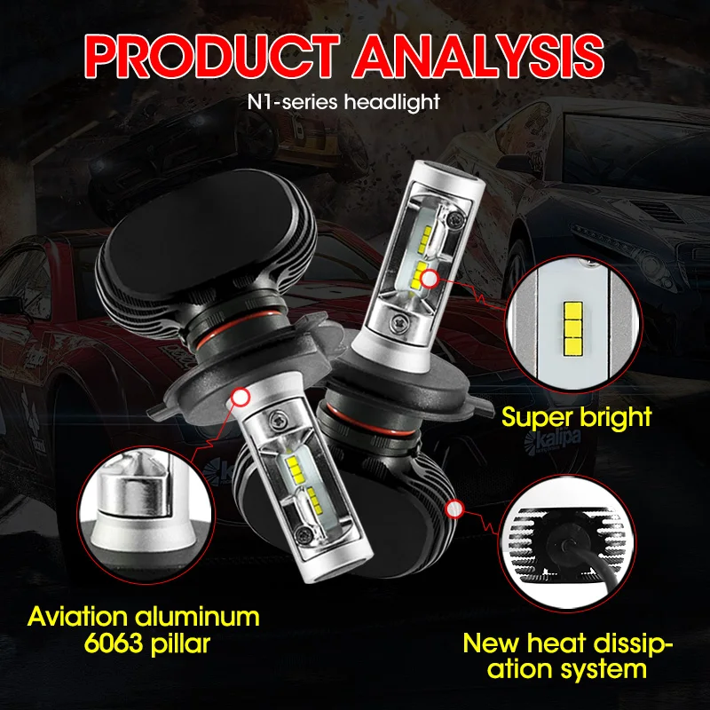 ROADOT 2 шт. все в одном авто Led H1 H4 H7 H11 9005 9006 HB3 HB4 8000LM 6000K безвентиляторный CSP