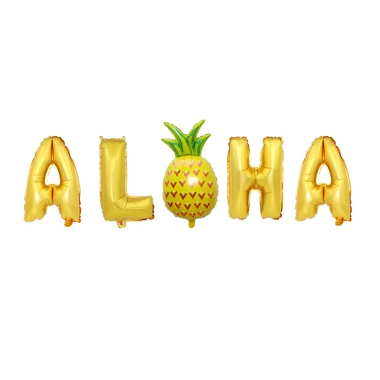 Aloha Gold Йориу Гавайский цветок ожерелье шар в виде фламинго латекс фотобудка реквизит тропический Летний пляж Гавайи Aloha вечерние украшения DIY - Цвет: Aloha Gold