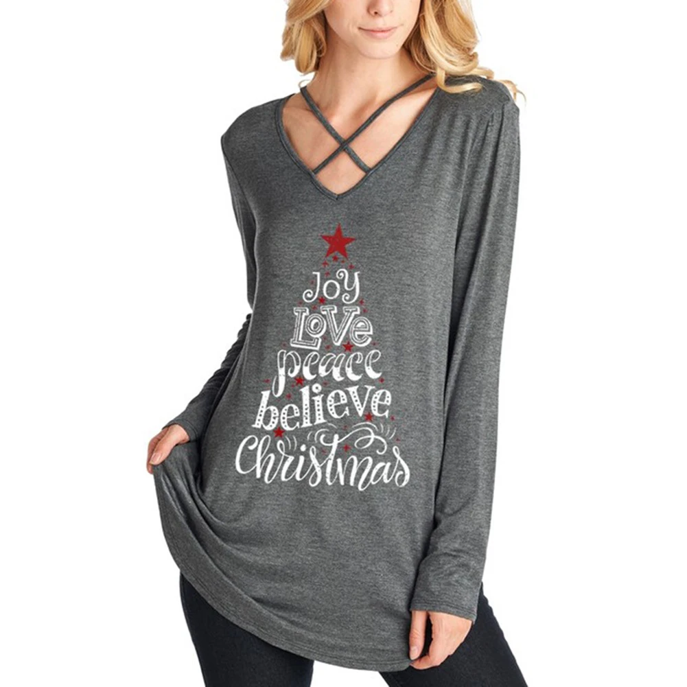 Пикантные женские с длинным рукавом v образным вырезом Футболка модная футболка