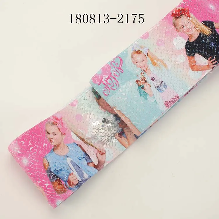 180813-2175 Новинка 5 ys " 75 мм мультфильм jojo sequin Лента печатная девушка лента - Цвет: 180813-2175