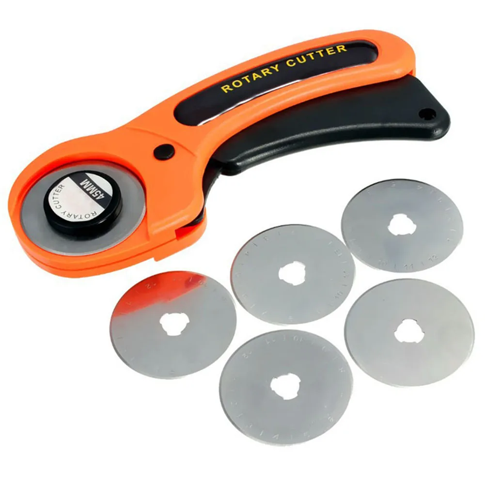 As shown 45 мм роторный станок для резки ткани с 5 дополнительными лезвиями для шитья HYD88 - Цвет: As shown