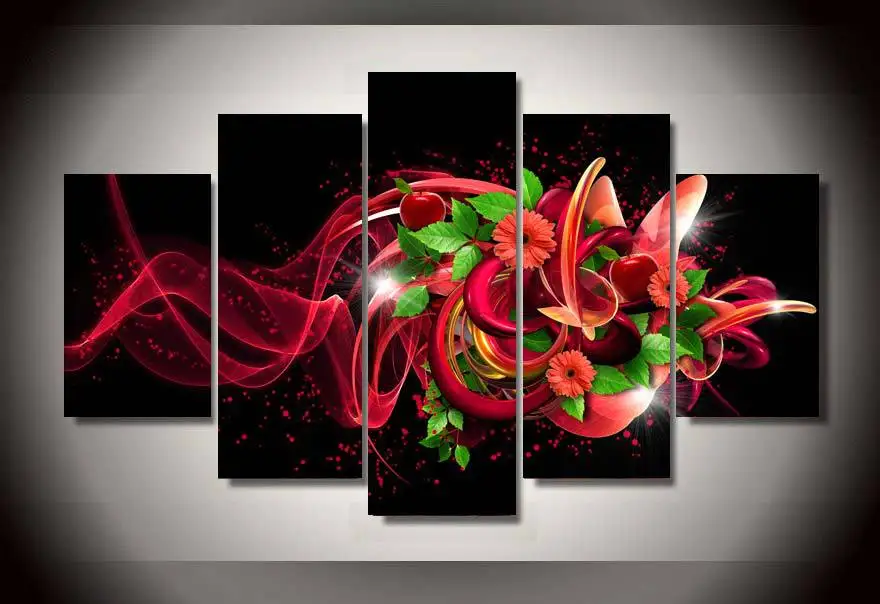 

Modern Lines & Flowers 5 Pieces No Frame Canvas Painting Wall Art Room Decor Wall Artwork Printings
