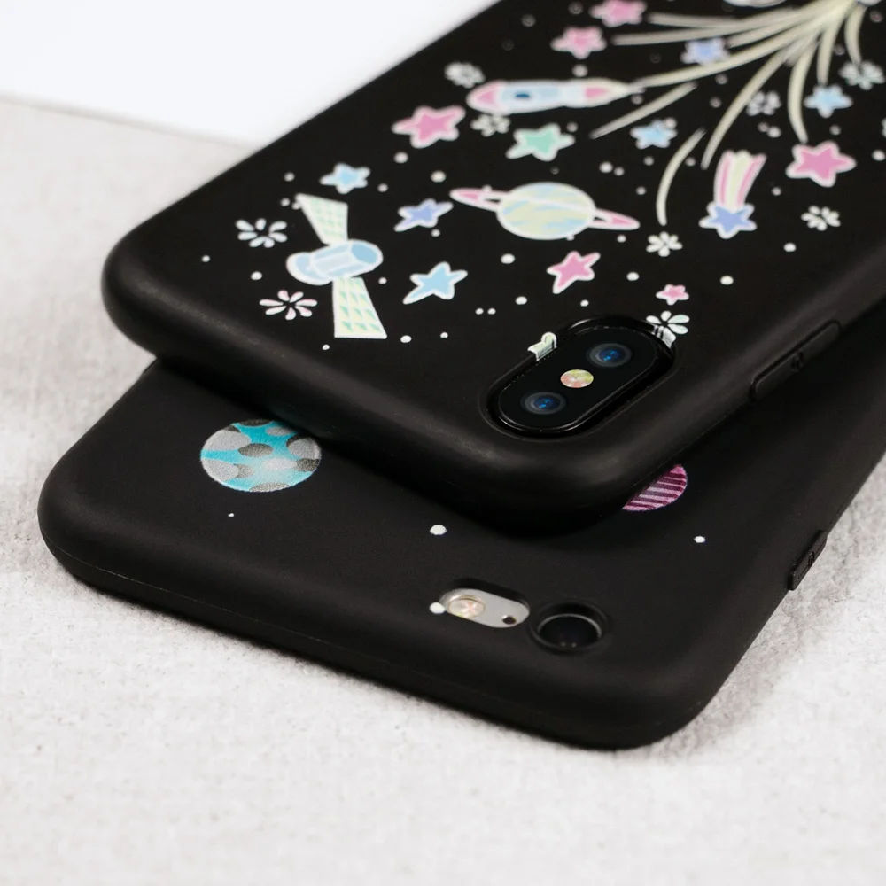 Caseier чехол для телефона iPhone 6 S 7 8 Plus крышка 3D рельеф пространство Мягкий