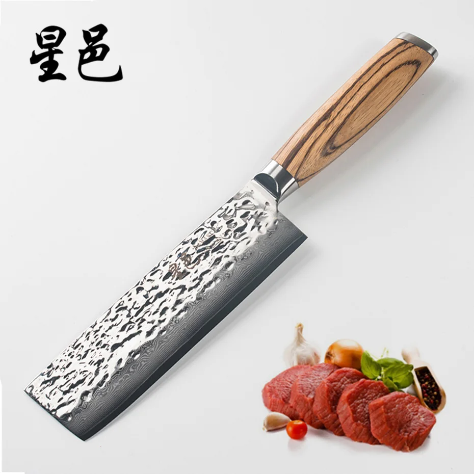 Damascus Chef knife kitchen Steel 6.5&quot Chinese Style Kitchen Meat Cleaver fruit vegetable stainless steel knives | Дом и сад