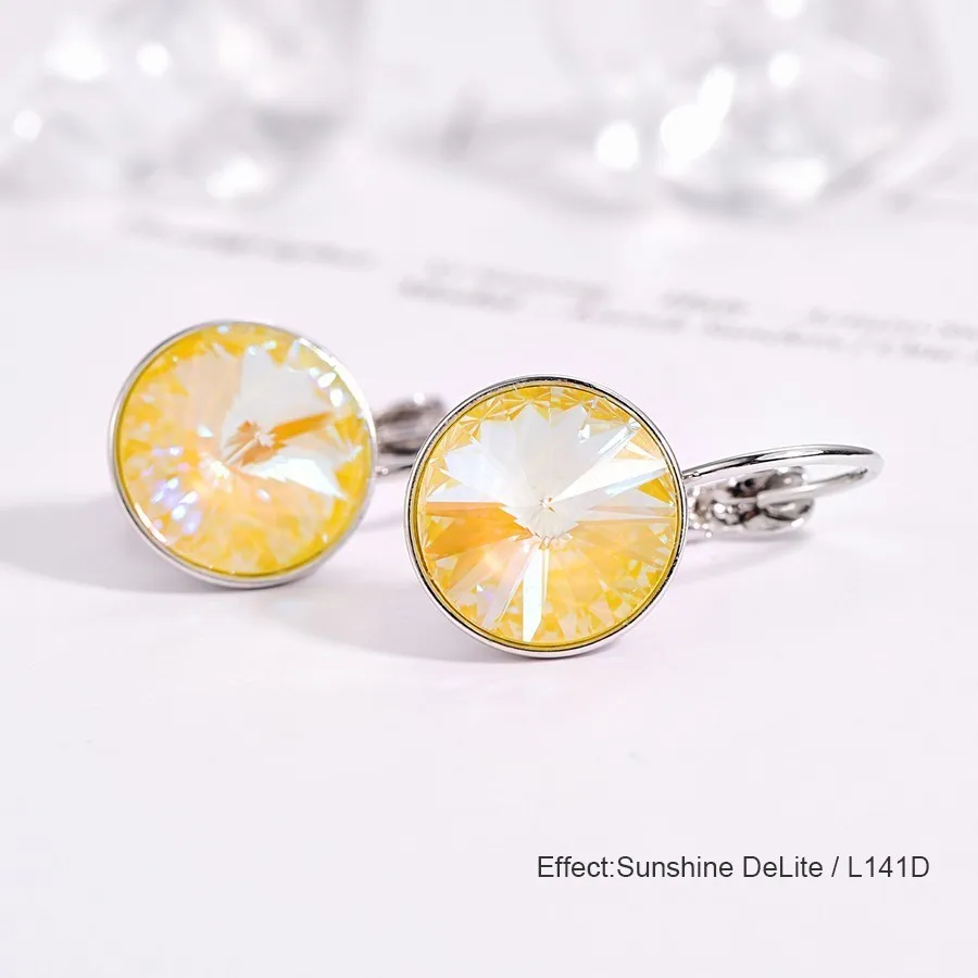 141D Серьги-гвоздики с кристаллами Swarovski, новые модные круглые женские серьги Bella, вечерние свадебные серьги, ювелирные изделия, подарок для мамы и женщины - Окраска металла: 141D