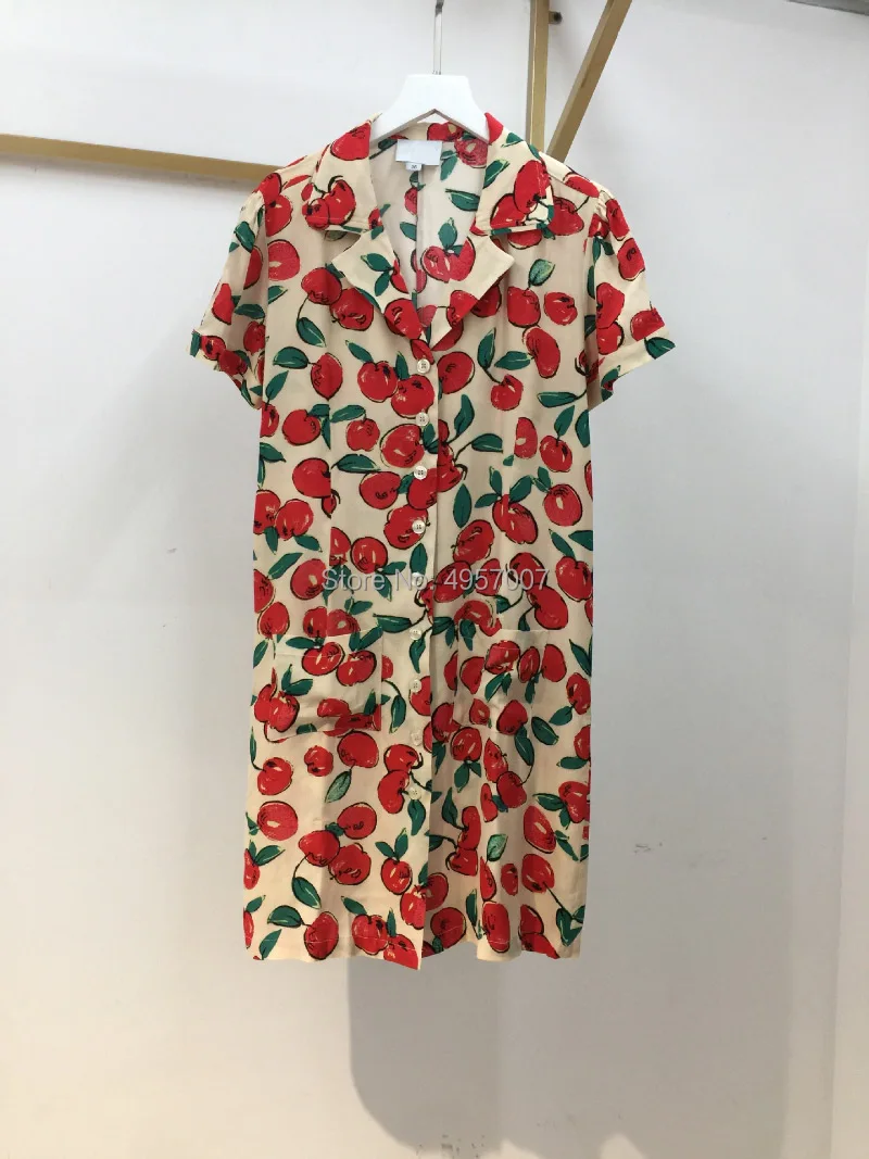 Женское платье мини с отложным воротником коротким рукавом и пуговицами спереди