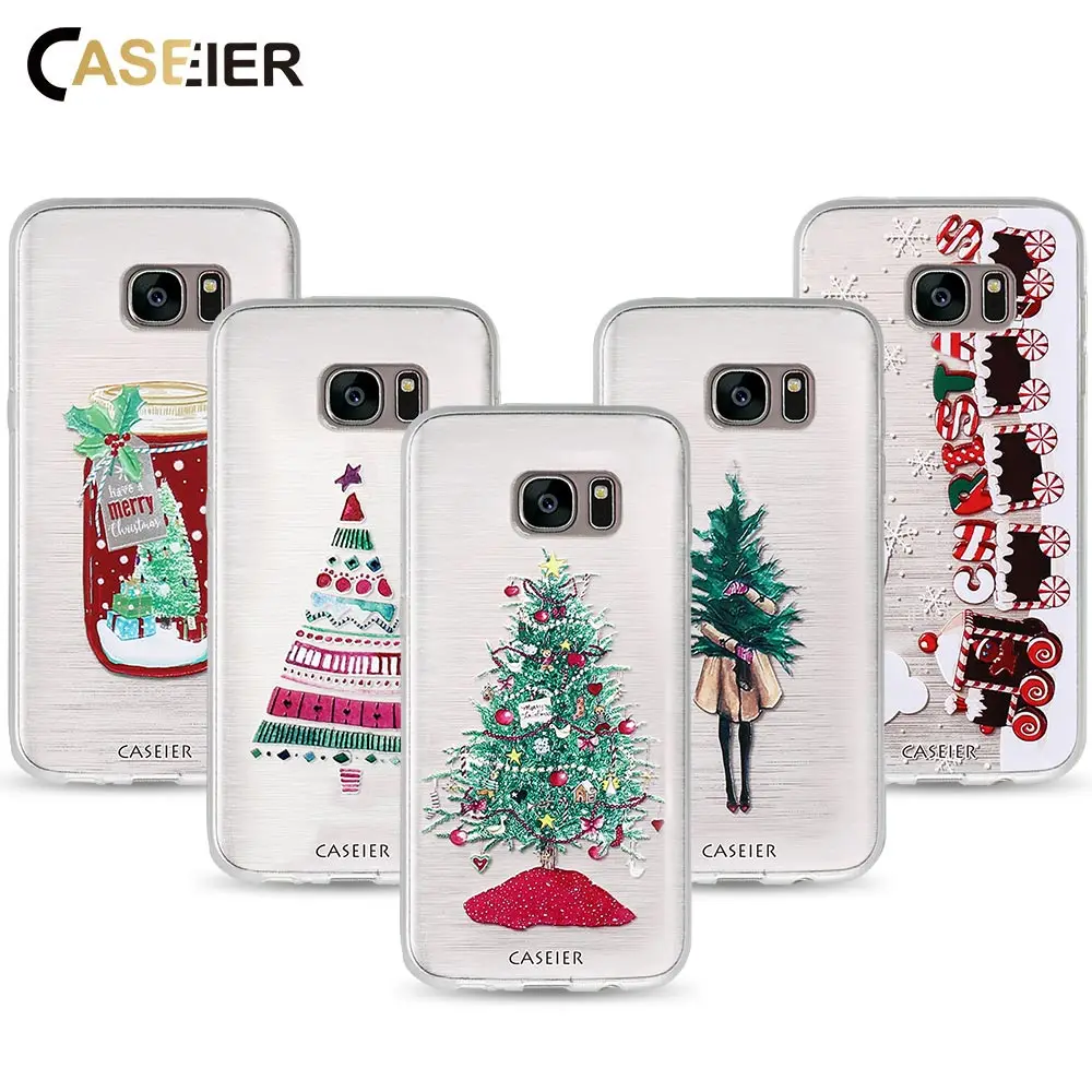 CASEIER чехол для телефона с рождественским рисунком Samsung S6 S7 edge S8 Plus Note 8 милые