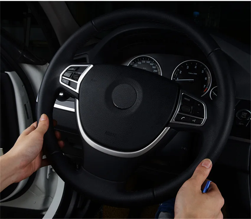 

Fit For BMW F10 5 series 525i 520i Car 2Pcs Left and Right Steering Wheel Button Cover Trim+1Pc U Type Car Styling Sticker ABS