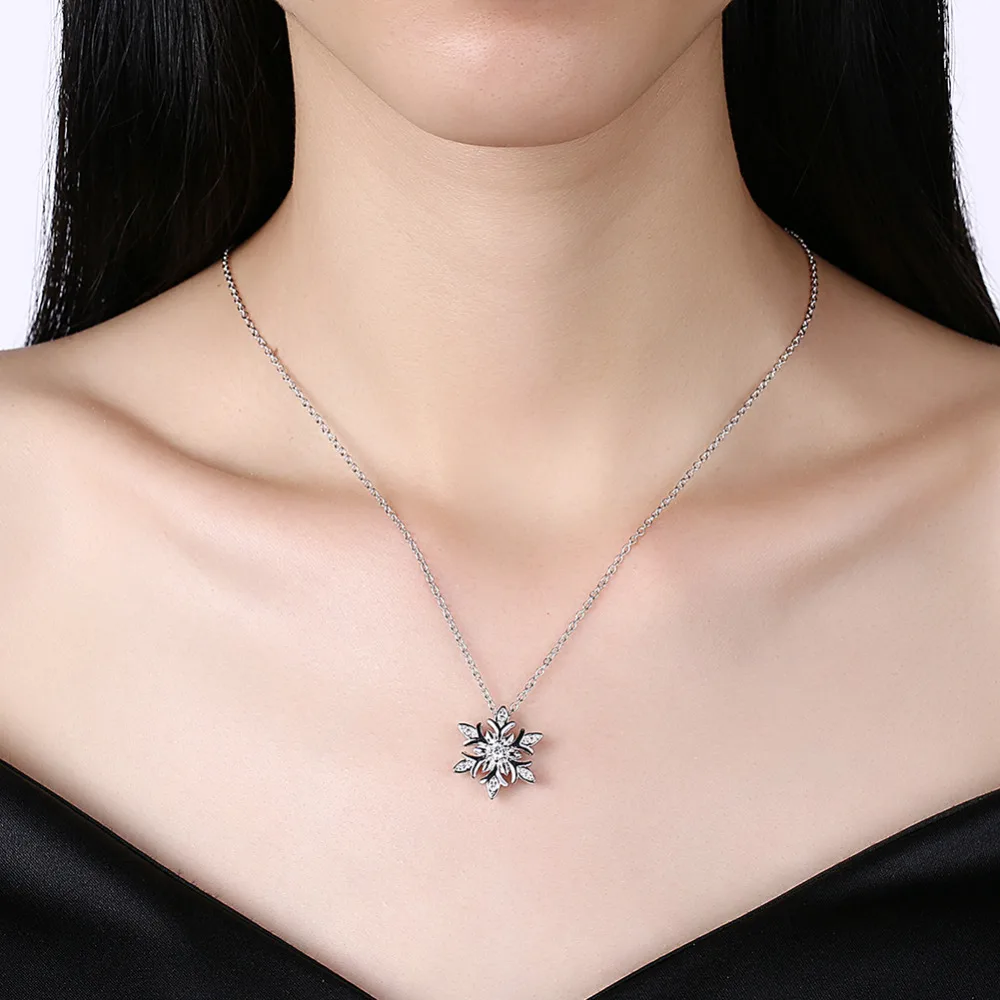 SexeMara Fashion Charm Bridal Engagement Crystal Big Snowflake Pendant Necklace Women Lady Wedding Jewelry Gifts | Украшения и