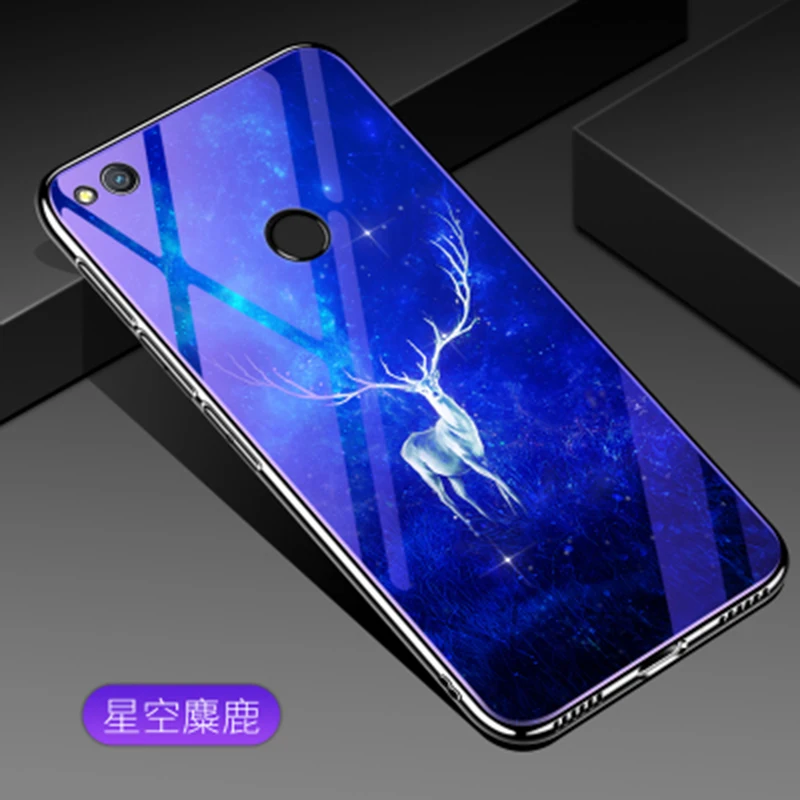 Для huawei Honor 8 lite чехол мультфильм Синий закаленное Стекло задняя крышка для Honor8 lite телефона Чехлы для honor 8 lite coque