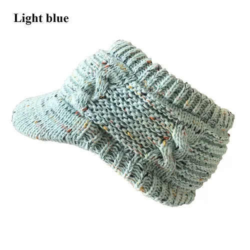 light blue hat Женский хвостик бини зимняя теплая шерстяная вязанная шапка Пустой Топ эластичные шапочки модные женские уличные шапочки вязаная шапка - Цвет: light blue hat