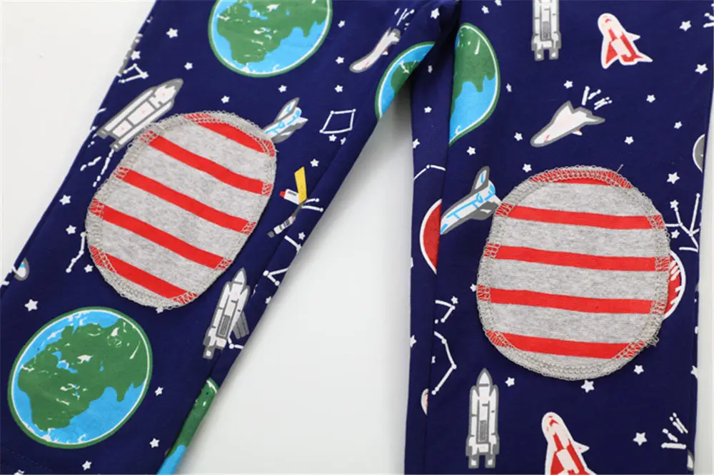 Хлопковые Штаны для мальчиков Littlemandy Earth Space детские брюки брендовая одежда