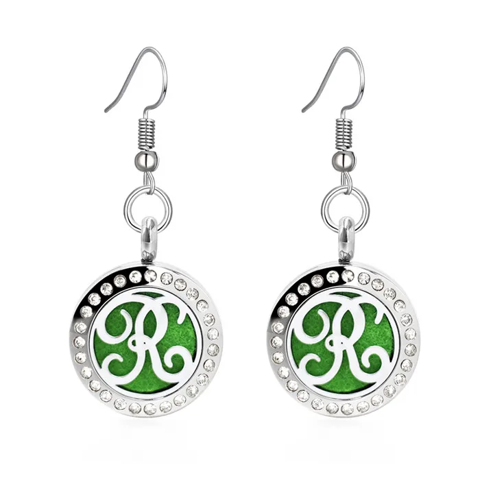 Медальон с англоязычными буквами и кристаллами 1 пара серьги из нержавеющей