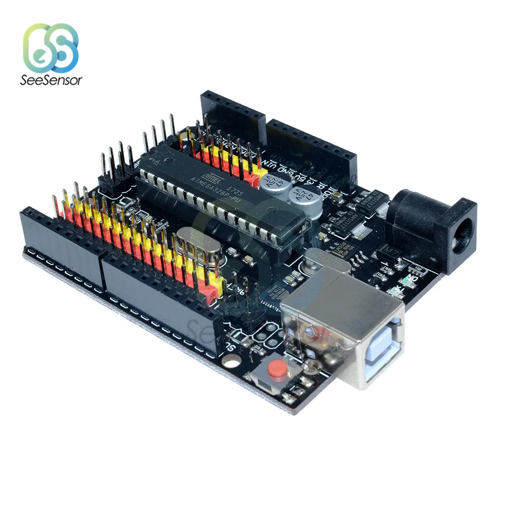 Для Arduino UNO R3 PLUS Sensor I/O Shield Atmega328P Atmega16U2 многофункциональная макетная плата