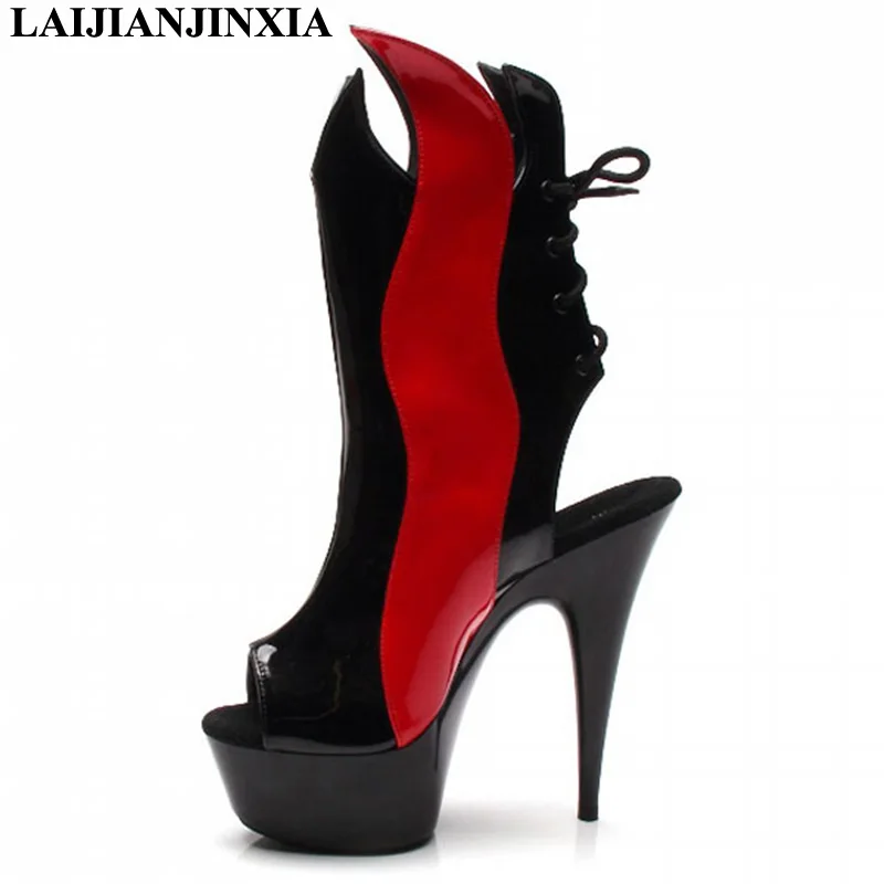 LAIJIANJINXIA Women New Design Sexy 15cm High-Heels Platform Shoes Night Club Party Pole Dancing Shoes Ankle Boots Dance Shoes