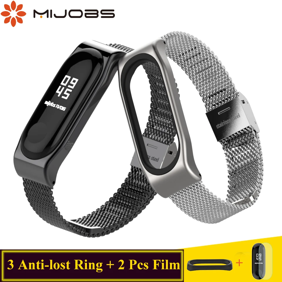 Mi jobs mi Band 4 3 металлический ремешок браслет для Xiaomi mi Band 4 3 ремень Безвинтовой браслет из нержавеющей стали Correa mi band 4 3 ремешок