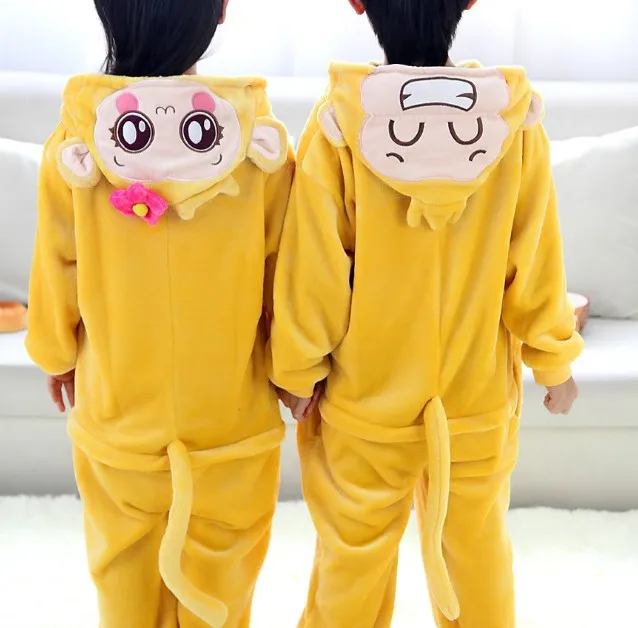 HKSNG Winter Flannel Kids Animal Cute Catoon Yoyo Cici Monkey Pajamas Kigurumi Onesies Costume Sleepwear With Zipper |