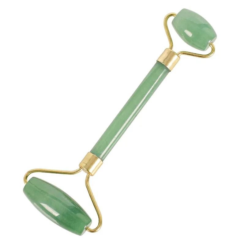 green aventurine Массажный ролик из натурального камня для лица, практичный нефритовый массажный ролик для лица, против морщин, для головы тела, портативные косметические инструменты для ухода за здоровьем - Цвет: green aventurine