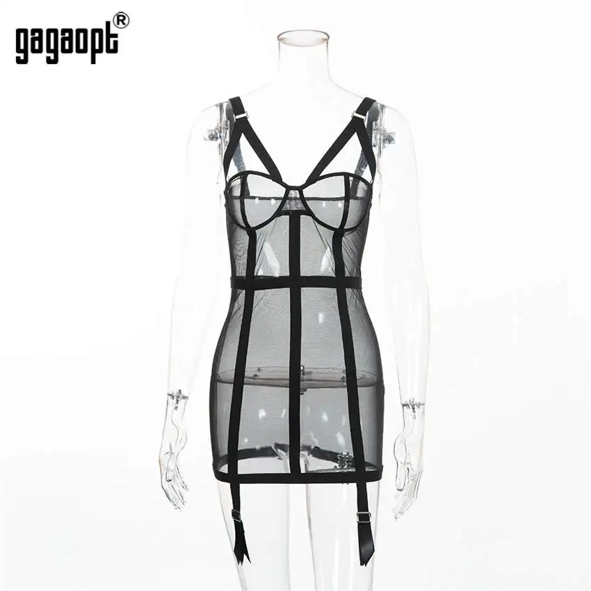 Черный Gagaopt, Сетчатое платье, женские сексуальные платья, перспективное черное модное мини облегающее платье, клубные платья, халаты - Цвет: Черный