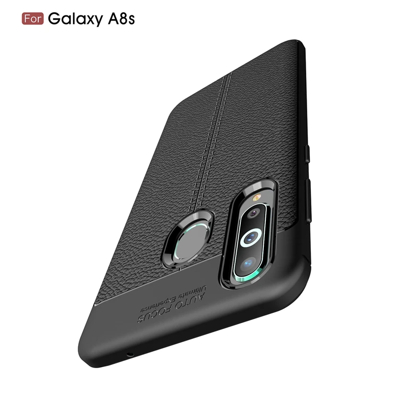 Чехол для Samsung Galaxy A8S прочный корпус в стиле личи бампер силиконовый чехол A8s |