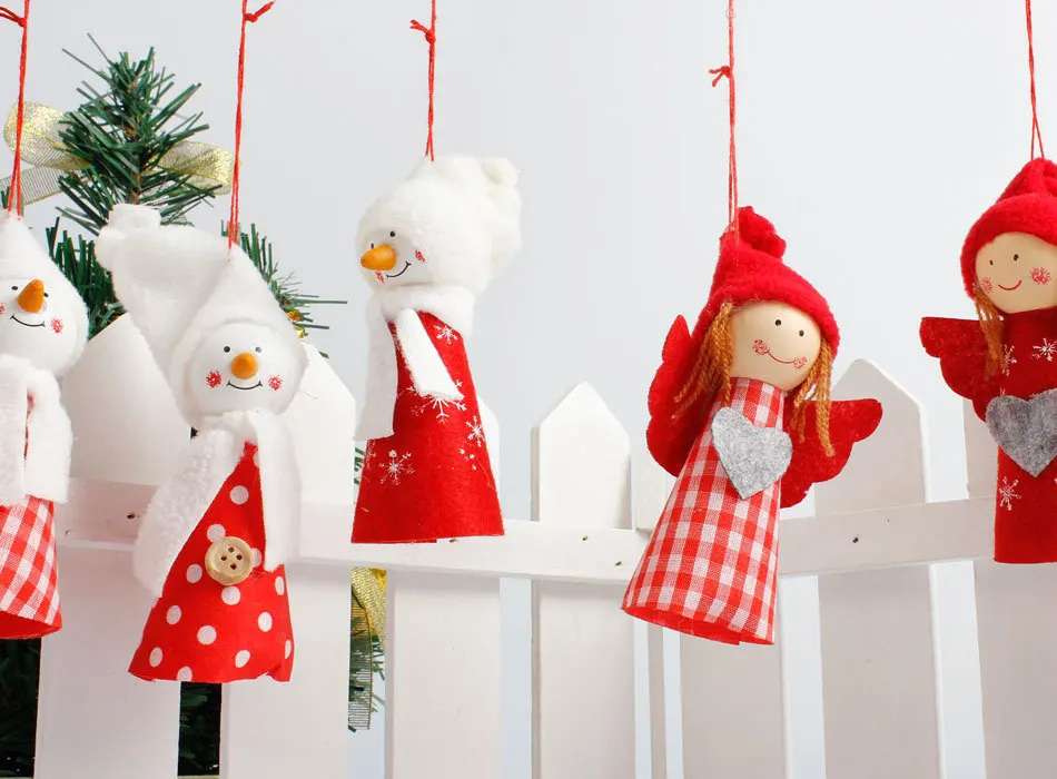 3PCS Red Christmas Angel Doll For Xmas Tree Decorations Pendant Christmas Hanging Ornament New Year Decoration Kids Gift