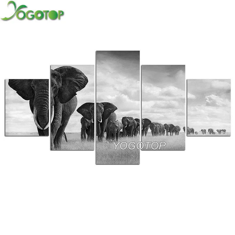 

5pcs/set Diy Diamond Painting cross stitch For Room Decoration Elephants Animal diamond embroidery mosaic kits custom ML810