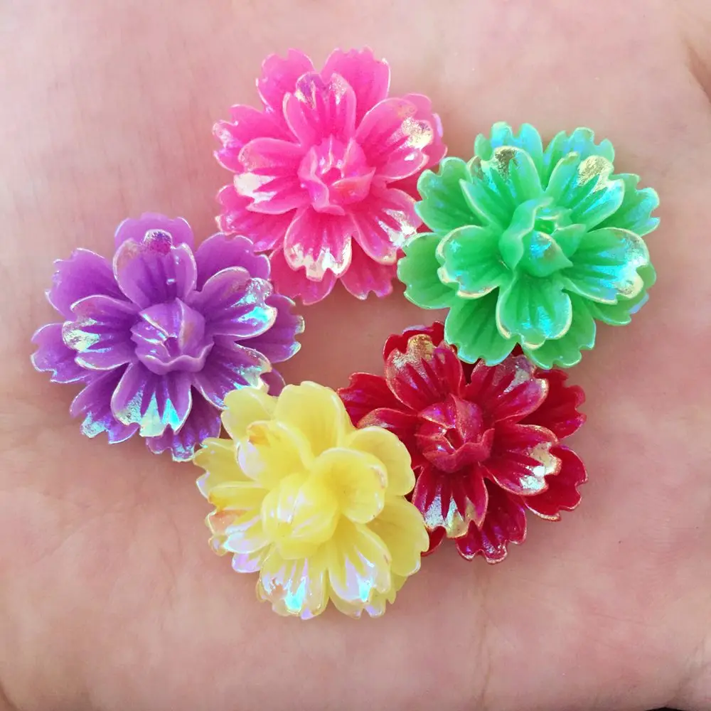 DIY 12 шт. mix 25 мм AB Смола 3d цветок плоские задние стразы свадебные пуговицы