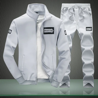 JINXIUSHIRT, спортивная одежда, мужской компрессионный спортивный костюм, баскетбольные рубашки, штаны для бега, для спортзала, фитнеса, на молнии, наборы для бега размера плюс - Цвет: Gray