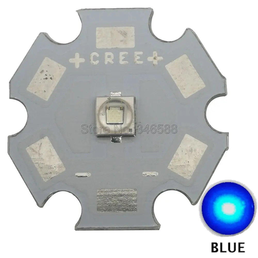 5x Cree 3W XPE2 XP-E2 Blue Color 470nm - 475nm High Power LED Emitter Diode on 8mm/ 10mm/ 12mm/ 14mm/ 16mm/ 20mm PCB