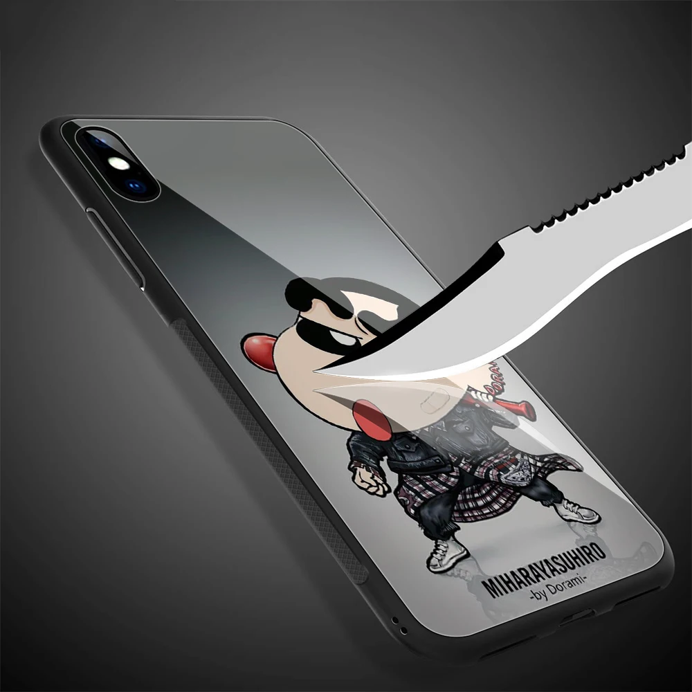 Lavaza симпатичный Crayon Shinchan закаленное стекло ТПУ чехол для iPhone XS Max XR X 8 7 6 6S Plus 5 5S SE |