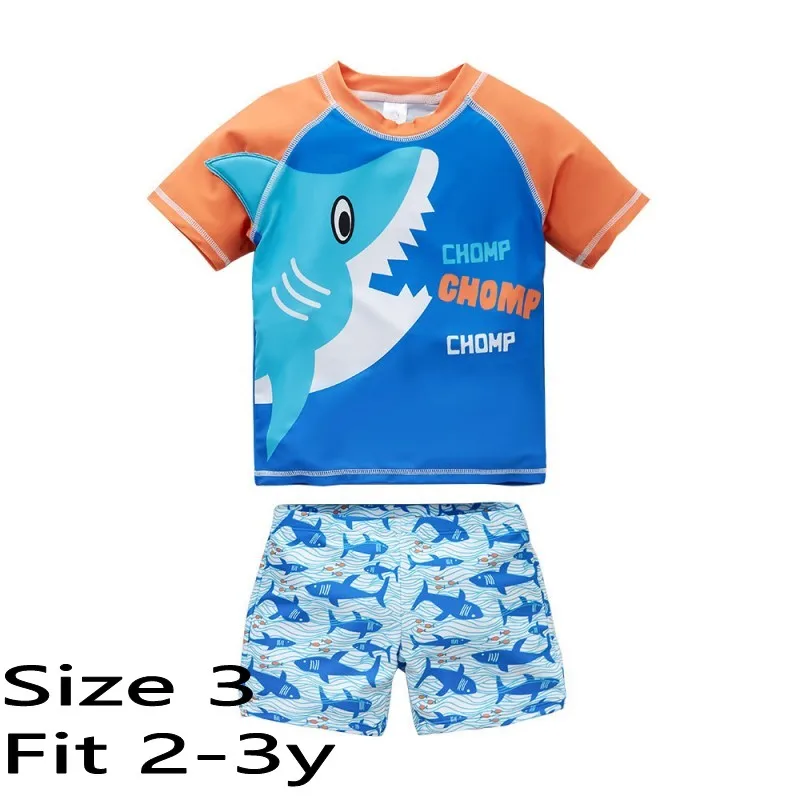 shark 3 Dropship/Одежда для купания для малышей; одежда для купания для маленьких мальчиков; детская одежда для купания с изображением акулы и динозавра; комплект из 2 предметов; одежда для купания с героями мультфильмов для маленьких мальчиков; пляжная одежда - Цвет: shark 3